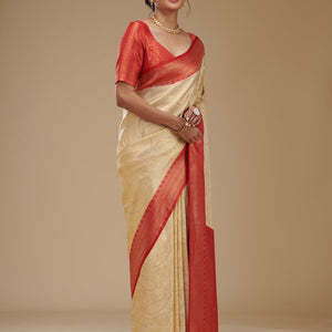 Beige Zariwork Art Silk Saree