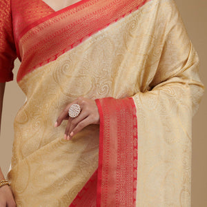Beige Zariwork Art Silk Saree