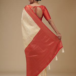 Beige Zariwork Art Silk Saree