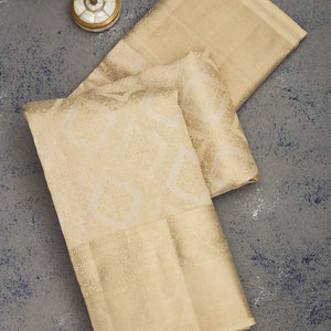 Beige Zariwork Pure Silk Saree