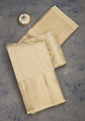 Beige Zariwork Pure Silk Saree