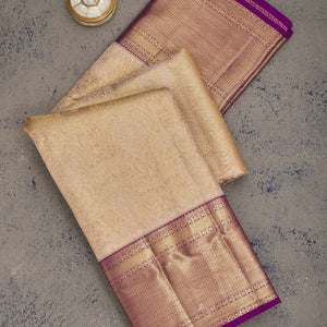 Beige Zariwork Pure Silk Saree