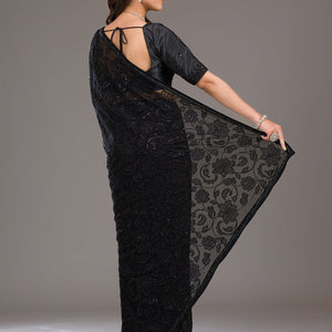 Black Cutdana Tissue Saree
