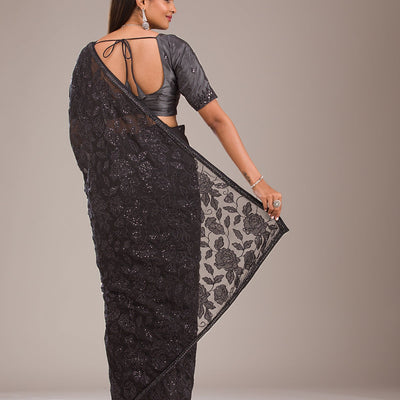 Black Cutdana Tissue Saree