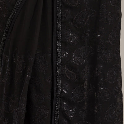 Black Cutdana Tissue Saree