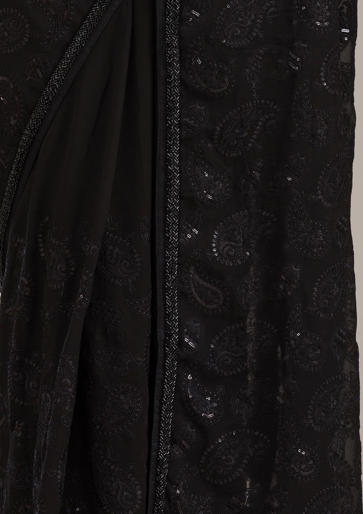 Black Cutdana Tissue Saree