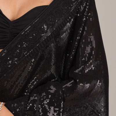 Black Sequins Georgette Saree