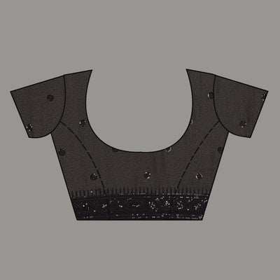 Black Sequins Georgette Saree