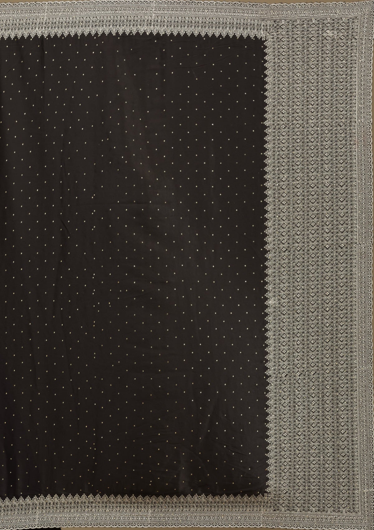 Black Stonework Satin Saree