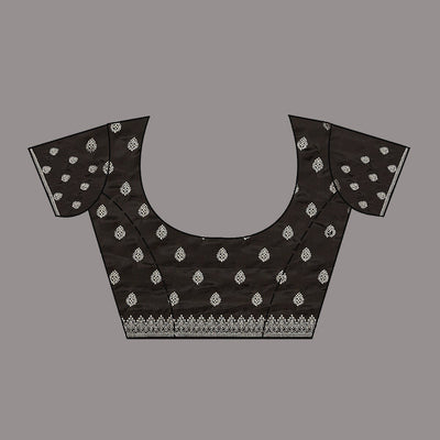 Black Stonework Satin Saree