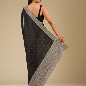 Black Stonework Satin Saree