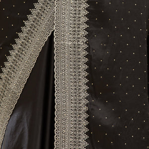 Black Stonework Satin Saree