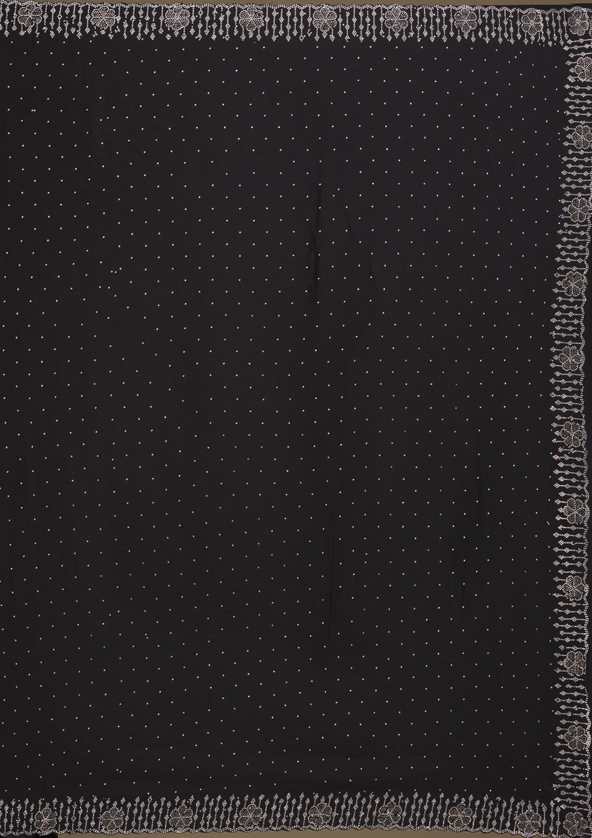 Black Swarovski Satin Saree