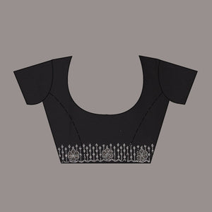 Black Swarovski Satin Saree