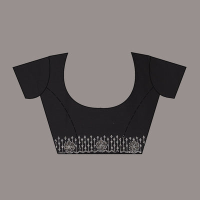 Black Swarovski Satin Saree