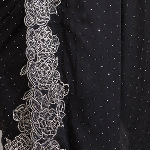 Black Swarovski Satin Saree