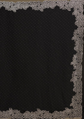 Black Swarovski Satin Saree
