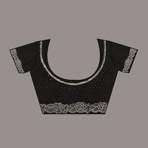 Black Swarovski Satin Saree