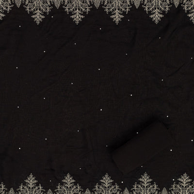 Black Zariwork Semi Crepe Unstitched Salwar Suit