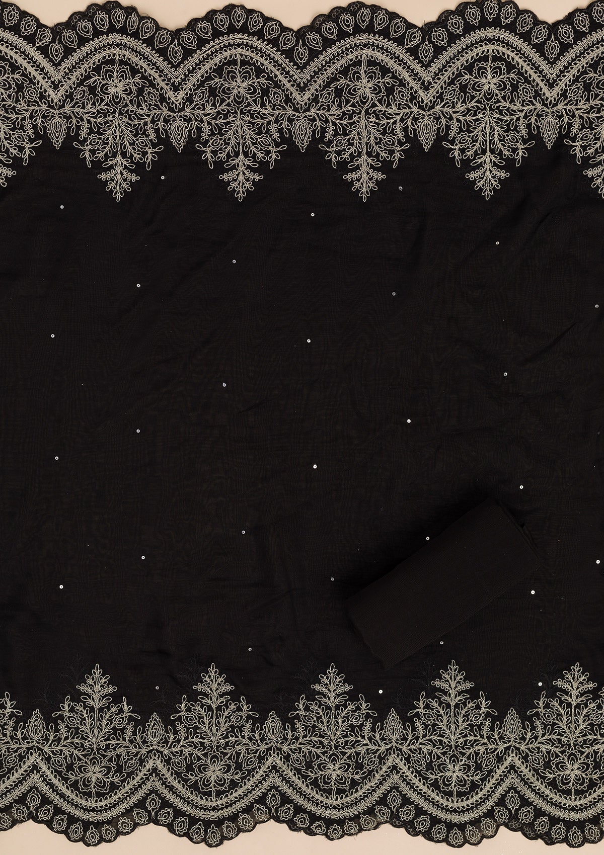 Black Zariwork Semi Crepe Unstitched Salwar Suit