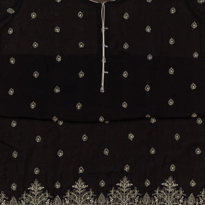 Black Zariwork Semi Crepe Unstitched Salwar Suit