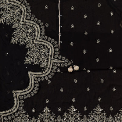 Black Zariwork Semi Crepe Unstitched Salwar Suit
