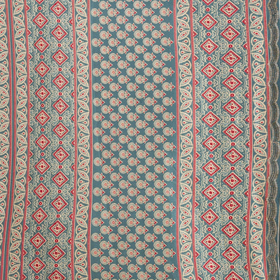 Blue Printed Satin Saree