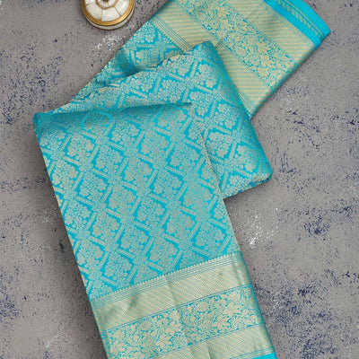 Blue Zariwork Pure Silk Saree