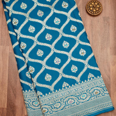 Blue Zariwork Pure Silk Saree