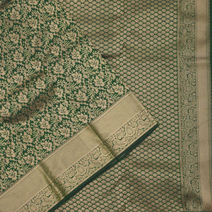 Bottle Green Zariwork Pure Silk Saree