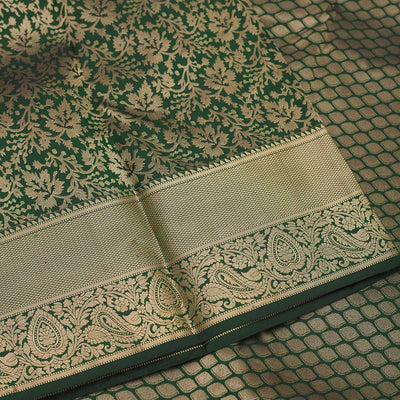 Bottle Green Zariwork Pure Silk Saree