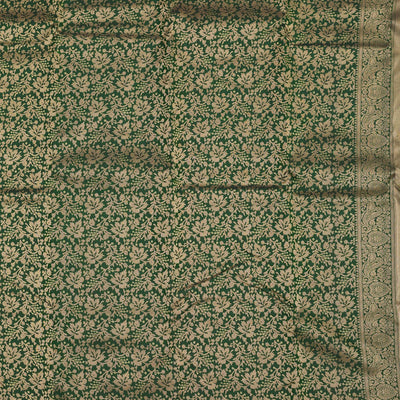 Bottle Green Zariwork Pure Silk Saree