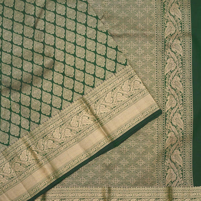 Bottle Green Zariwork Pure Silk Saree