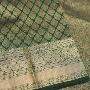 Bottle Green Zariwork Pure Silk Saree