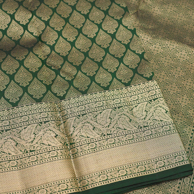 Bottle Green Zariwork Pure Silk Saree