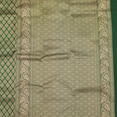 Bottle Green Zariwork Pure Silk Saree