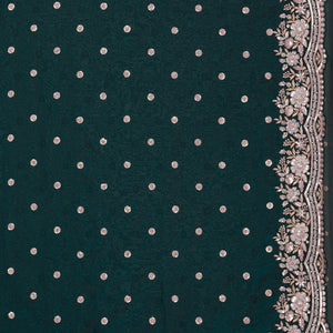 Bottle Green Sequins Semi Crepe Saree