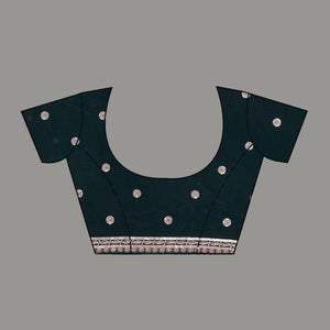 Bottle Green Sequins Semi Crepe Saree