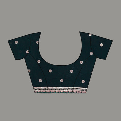 Bottle Green Sequins Semi Crepe Saree