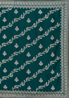 Bottle Green Threadwork Satin Saree