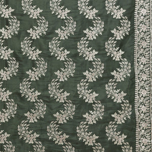 Bottle Green Threadwork Tissue Saree
