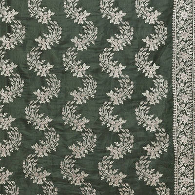 Bottle Green Threadwork Tissue Saree