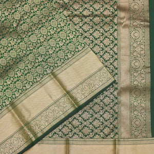 Bottle Green Zariwork Pure Silk Saree