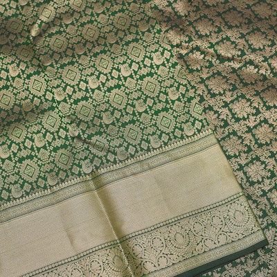 Bottle Green Zariwork Pure Silk Saree