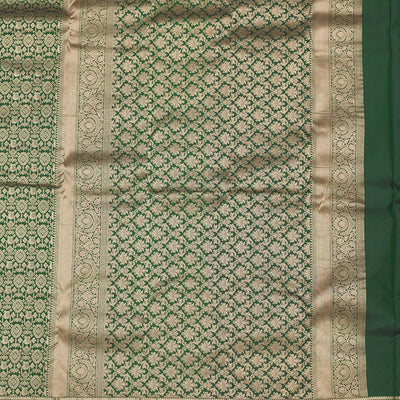 Bottle Green Zariwork Pure Silk Saree