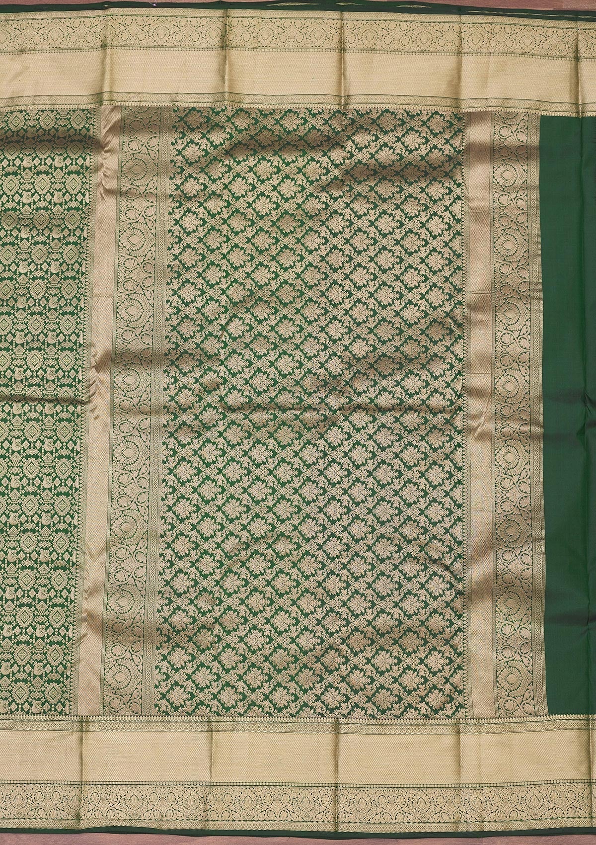 Bottle Green Zariwork Pure Silk Saree