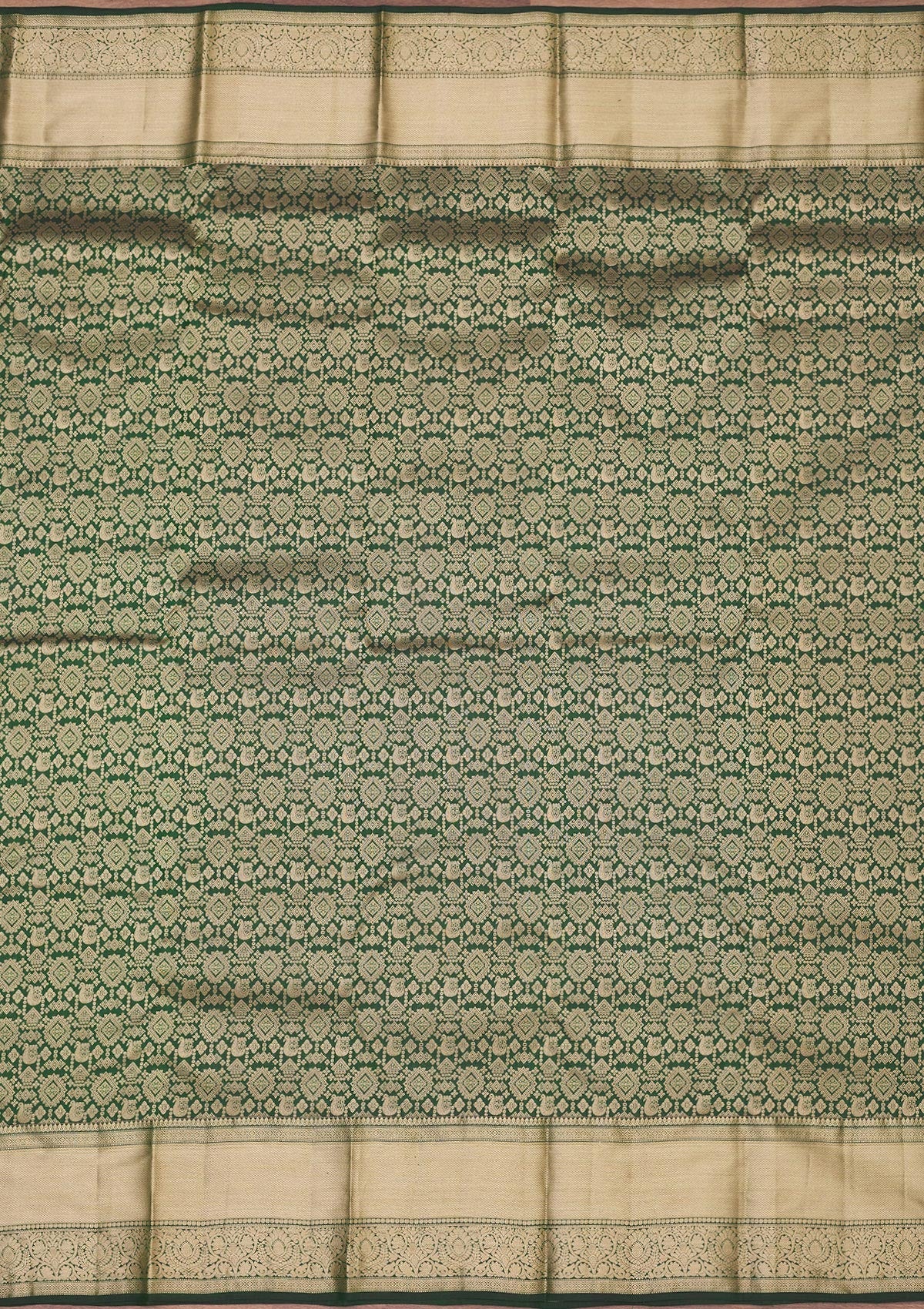 Bottle Green Zariwork Pure Silk Saree