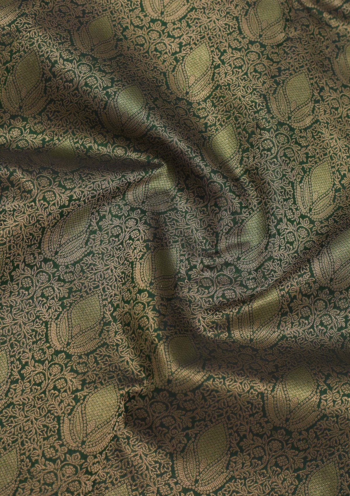 Bottle Green Zariwork Pure Silk Saree