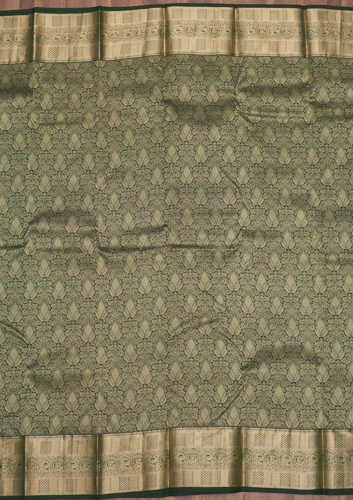 Bottle Green Zariwork Pure Silk Saree