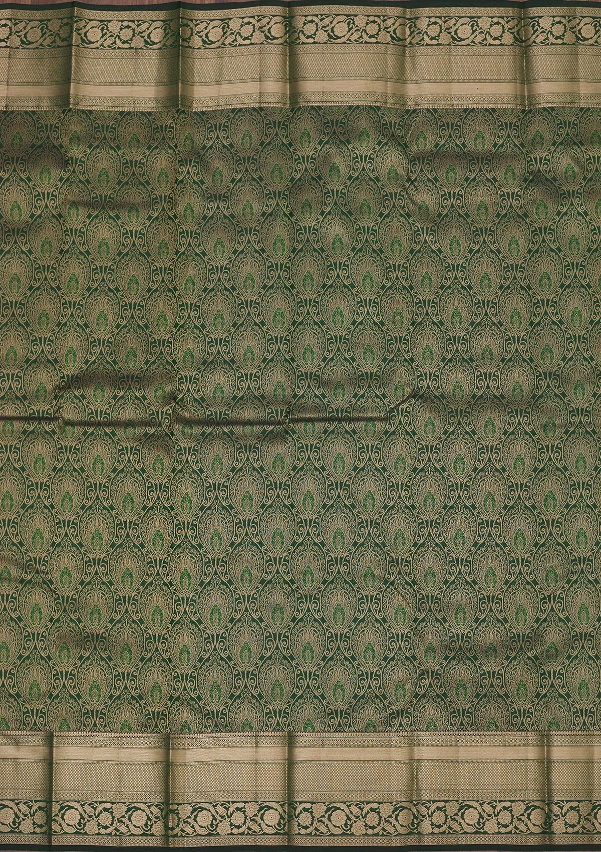 Bottle Green Zariwork Pure Silk Saree